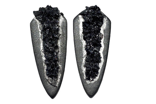 Faux Geode Studs in Charcoal