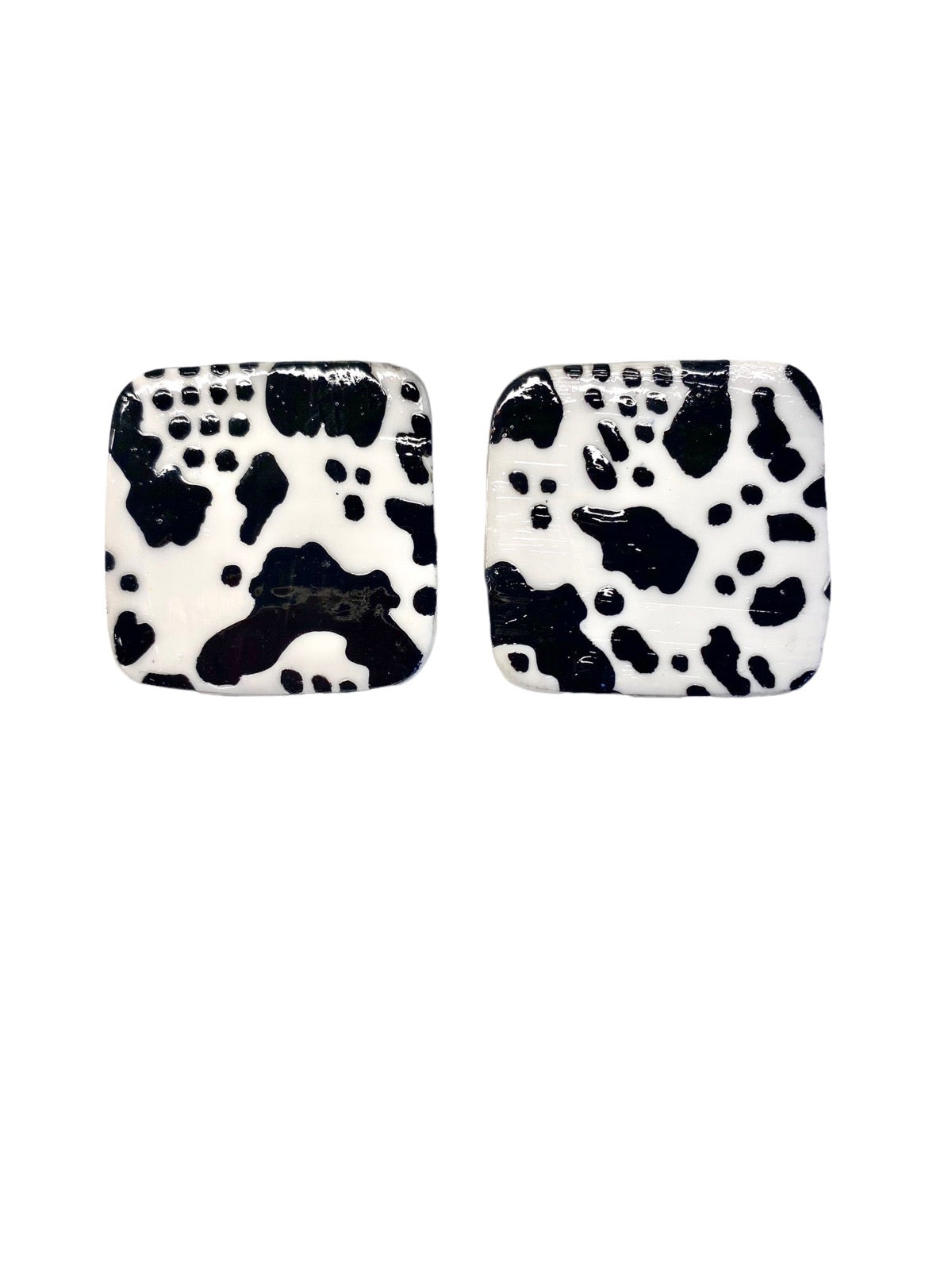 Snake Skin Square Studs-Clip on