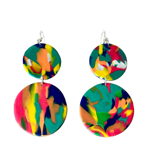 Multi colored Statement Clay Dangles